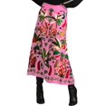 thumbnail image 3 of Women'S Skirt Midi Skirt Tropical Plant Print Pink Zipper A-Line Long Skirts Spring Summer Skirt Floral M, 3 of 9