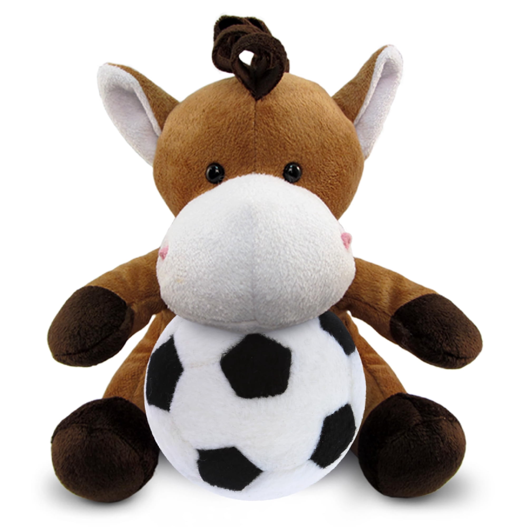 DolliBu Horse Stuffed Animal with Soccer Ball Plush - Soft Huggable Horse, Adorable Playtime Plush Toy, Cute Wildlife Gift, Super Soft Plush Doll Animal Toy for Kids and Adults - 6 Inches
