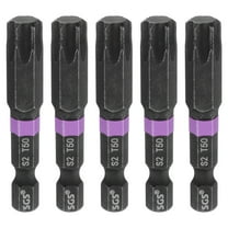 Uxcell 5pcs T50 Torx Impact Screwdriver Bit 1/4" Hex Shank 2" Long Magnetic No Hole