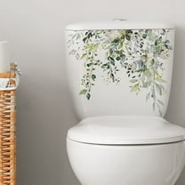 Green Plant Leaves Wall Sticker Bathroom Toilet Decor Living Room Cabinet Home