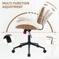 thumbnail image 4 of HAWGUAR Armless Home Office Chair with Wheels Mid Back Modern Walnut Chair Small Desk Chair No Arms Leather  Computer Chair for Office, Meeting Room,Makeup Room (Beige), 4 of 6