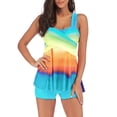 thumbnail image 1 of Plus Size Swimsuits For Women Tummy Control Rainbow Swimwear Two Piece Swimdress With Shorts, 1 of 3