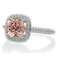 thumbnail image 2 of 1.5 Carat Cushion Cut Designer Morganite and Diamond Halo Engagement Ring on 10k White Gold, 2 of 2