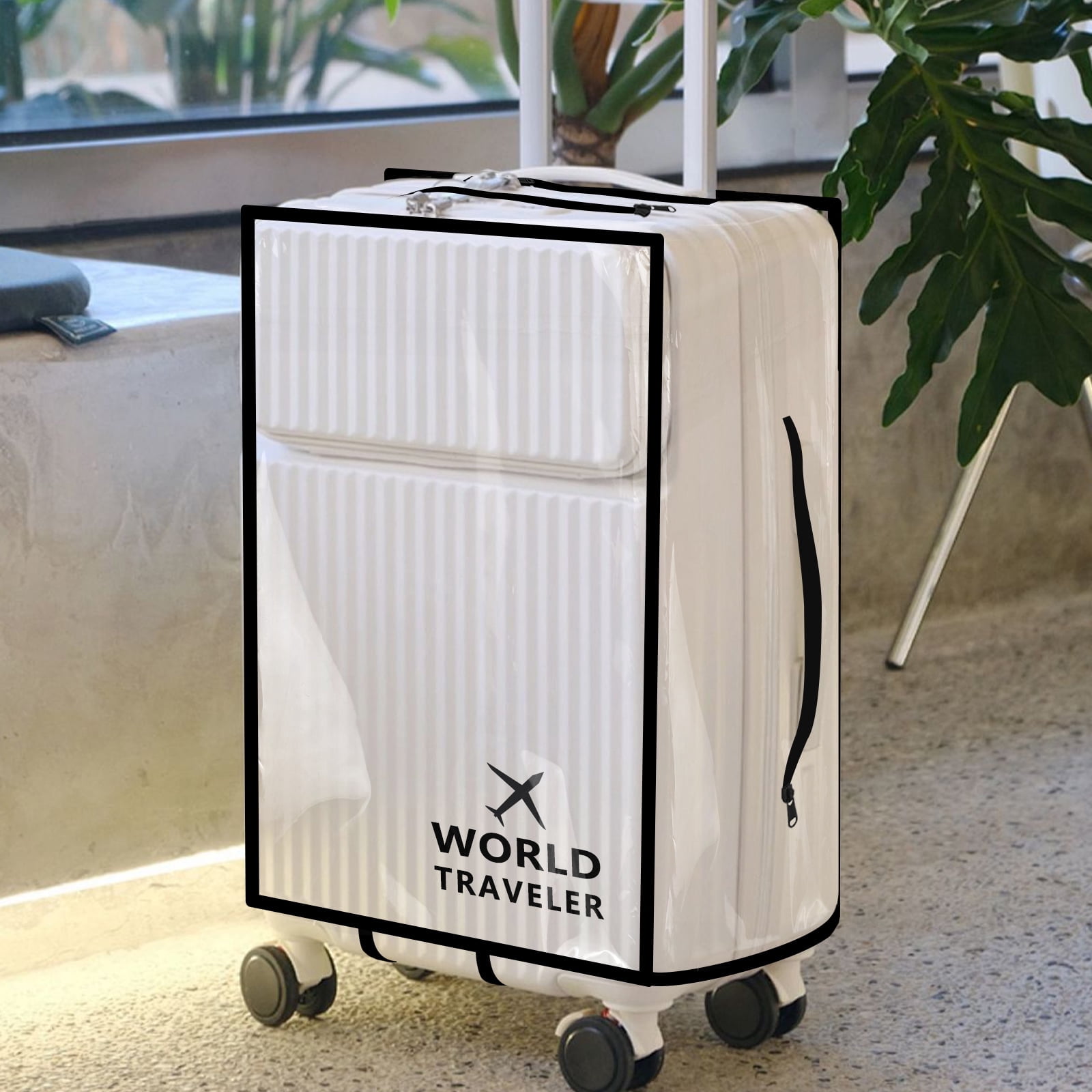 FUYGRCJ 3 Pieces Luggage Cover Protectors, Thicken PVC Suitcase Cover Set, Full Clear Suitcase Cover for 20 24 28 inch Wheeled Luggage, Waterproof Suitcase Protective Covers for Travelling