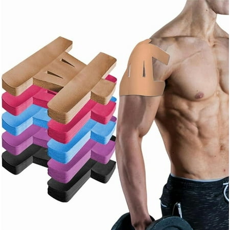 Pre-Cut Shoulder Kinesiology Tape Breathable Waterproof Athletic Muscle Support Tape for Exercise Fitness & Sports Unisex Universal Fit 10 Pack