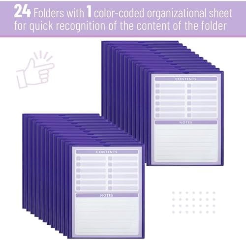 - Plastic Folders with Pockets and Prongs, 24 Pack, Letter Size, Purple, Flexible Plastic Folders with Prongs, Clear Front Pocket and Card Slot