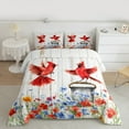 thumbnail image 3 of Manfei Cute Cardinals Bedding Comforter Set,Old Barn Door Twin Comforter Sets,Colorful Flower Floral Bedding Set For Teens,Ultra Soft Home Decor Reversible,2pcs, 3 of 9