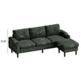 thumbnail image 3 of Modern Convertible L-Shaped Sofa with Storage Footstool, 3-Seater Space-Saving Design for Small Living Rooms/Bedrooms/Offices, Green Upholstered Sofa with USB Ports and Cup Holder, 3 of 7