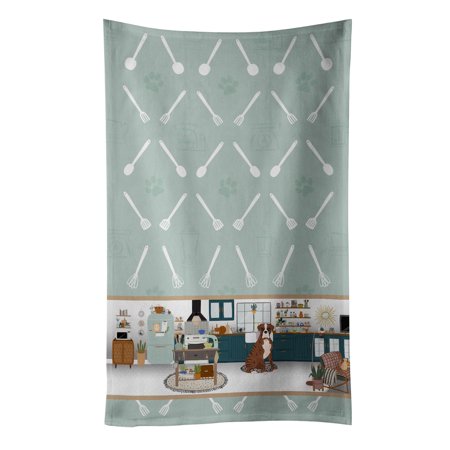 

Natural Eared Red Brindle Boxer in the Kitchen Kitchen Towel 15 in x 25 in
