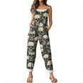 thumbnail image 7 of EANJE Halloween Jumpsuits for Women Wide Leg Comfy Gothic Skull Floral Print Overalls Sleeveless Womens Romper Straps Jumpsuit Loose Bib Overalls Winter Clothes Multicolor M, 7 of 7