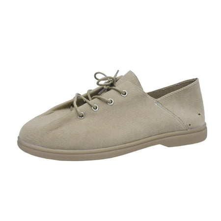 

KI-8jcuD Outwoods Shoes For Women Fashion Four Seasons Women Casual Shoes Flat Round Toe Soft Lightweight Solid Suede Lace Up Comfortable Extra Large Size Flip Flop Shoes Women Women Shoes Sandals W