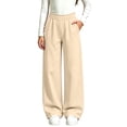 thumbnail image 5 of Wiyuqeen Girls Straight Wide Leg Track Pants RUffle Waist Casual Baggy Athletic Pants Loose Jogger Sweatpants with Pocket 5-15 Years, 5 of 7