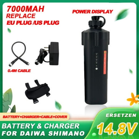 7.0Ah Electric Fishing Reel Battery+Charger+ Cover For Daiwa 600MJ Shimano 1000