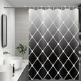 thumbnail image 2 of Black Ombre Morocco Geometric Shower Curtain - Black & White Modern Luxury, Waterproof Fabric, Machine Washable, Includes 12 Hooks, Elevates Any Bathroom Decor, 2 of 6