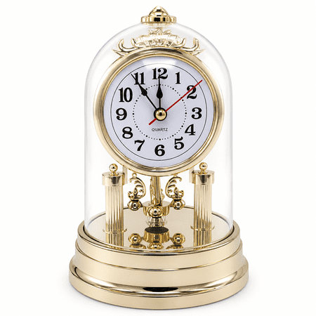 AURENIX Classic Vintage Clock European Style Desk Antique Clock with Pendulum and Chime,Plastic