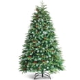 thumbnail image 1 of Patiojoy 6ft Hinged Life-Like Christmas Tree W/ 350 LED Lights Pre-Lit Artificial Xmas Tree W/ 899 PE & PVC Leaves, 1 of 10