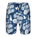 thumbnail image 3 of Honeii's Rose Flowers Print Men's Casual Shorts with Drawstring，Swim Trunks Quick Dry Beach Shorts, 3 of 5