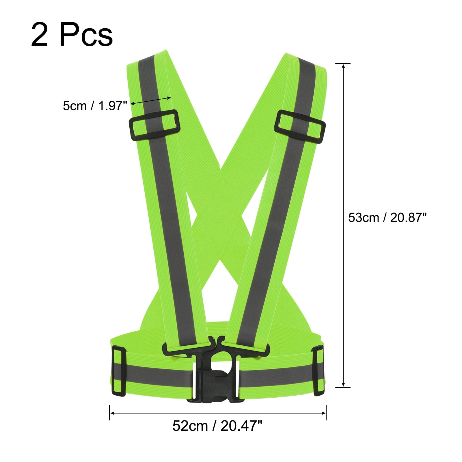 Unique Bargains Night Caution Adjustable Long Distance Visibility Vest Light Green 2"