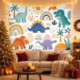 thumbnail image 3 of Boho Dinosaur Pattern on Cream Background, Playful Illustration for Dinosaur Lovers, Kids Wall Decor, Birthday Gift, Tapestry Wall Hanging for Nursery and Playroom, 3 of 7