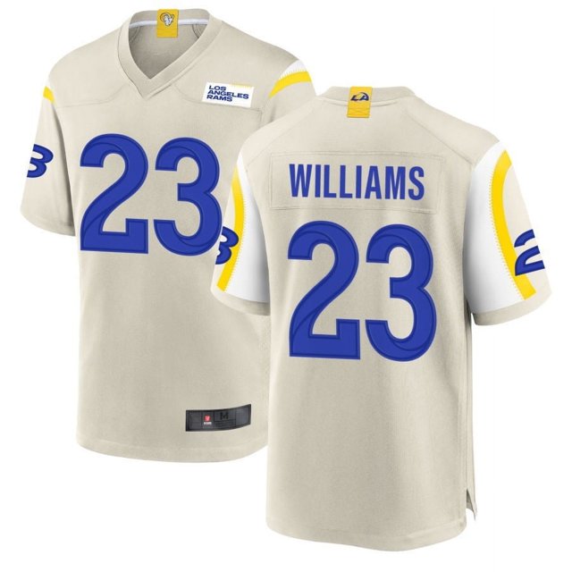 Men's Los Angeles R Williams 23 Bone Fashion Stitched T-shirts Player Game Performance Top, Small