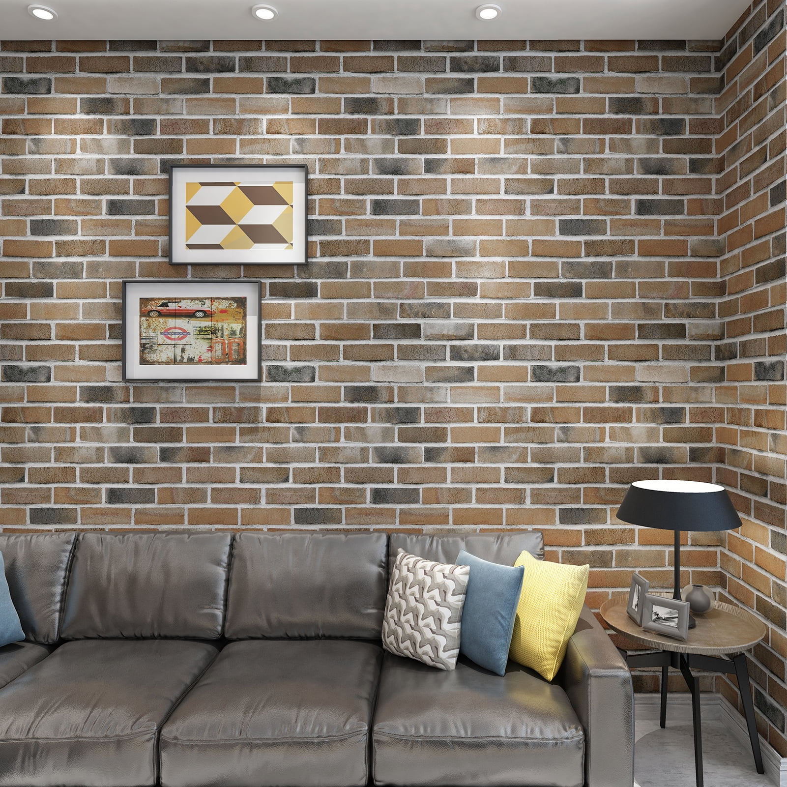 Art3d 20-pack 105 Sq.ft Faux Brick 3D Wall Panels Peel and Stick in Gray Brown, Self Adhesive Waterproof Foam Wallpaper