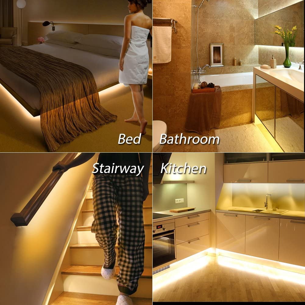 Yi Lighting 16.4ft Motion Activated Strip Lights Waterproof for Under Cabinet, Kitchen, Stair, Bed, Warm White