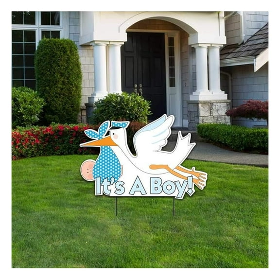 It's a Boy Yard Sign - Stork Lawn Decorations, New Baby Announcement - 20x31.5 Inch, Weatherproof, Light Skin Toned, Gender Reveal, Baby Shower Decor