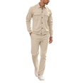 thumbnail image 5 of Men's 2 Piece Corduroy Shacket and Pants Outfits Long Sleeve Button Down Causal Fall Winter Work Jacket Tracksuit Overshirt Set, 5 of 5
