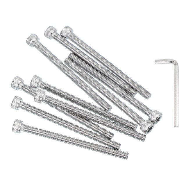 Uxcell Hex Socket Head Cap Screws Bolts, Stainless Steel Socket Drive Machine Screws with Hex Wrench, Full Threads M6 x 80mm 10