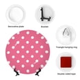 thumbnail image 4 of Kdxio Dots On Rose Red Background Bone China Decorative Plate Ceramic Decorative Plate for Home Office Wall Stand Decorative Plates for Home Bedroom-8in, 4 of 6