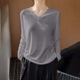 thumbnail image 5 of ClodeEU Women's Lightweight V Neck Long Sleeve Knit Top ,Casual Comfort Pullover Blouse ,Women's Plus XL, 5 of 6