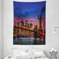 thumbnail image 1 of New York Tapestry, NYC That Never Sleeps Reflections on Manhattan East River City Image Photo Print, Wall Hanging for Bedroom Living Room Dorm Decor, 60W X 80L Inches, Pink Blue, by Ambesonne, 1 of 2