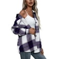 thumbnail image 3 of KOMOO Women Autumn Blouses Plaid Turn-Down Collar Button-Open Loose Shirts Long Sleeves Shirt Tops, 3 of 5