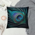 thumbnail image 2 of COMIO Boho Chic Peacock Feather Modern Throw Pillow Covers Rustic Square Decorative Cushion Cover Pillowcase for Sofa Couch Living Room Farmhouse Home Decorations White, 2 of 5