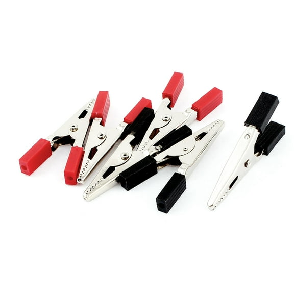 6Pcs Black Red Pre-Insulated Crocodile Alligator Test Clip Clamp 50mm