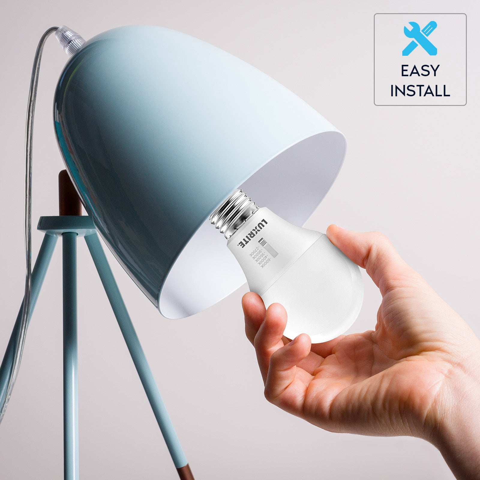 Luxrite A19 LED Light Bulb 60 Watt Equivalent CRI90 5CCT Dimmable 800LM 9W E26 Base ETL 6 Pack