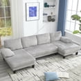 thumbnail image 6 of U-Shaped 4-Seat Couch with Double Chaise - Oversized Seat, Comfortable & Spacious Indoor Furniture for Living Room & Apartment,Light Gray, 6 of 19