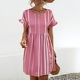 thumbnail image 4 of Antinious Women Short Sleeve Round Neck Knee Length Casual Breathable Dress, 4 of 5