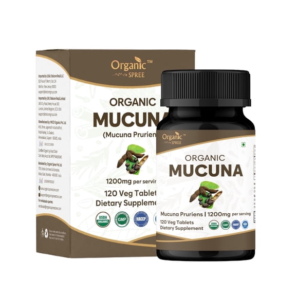ORGANIC SPREE Mucuna Tablets 120 Tablets – Mucuna Pruriens Herbal Supplement – USDA Organic Certified – Vegetarian Ayurvedic Tablets