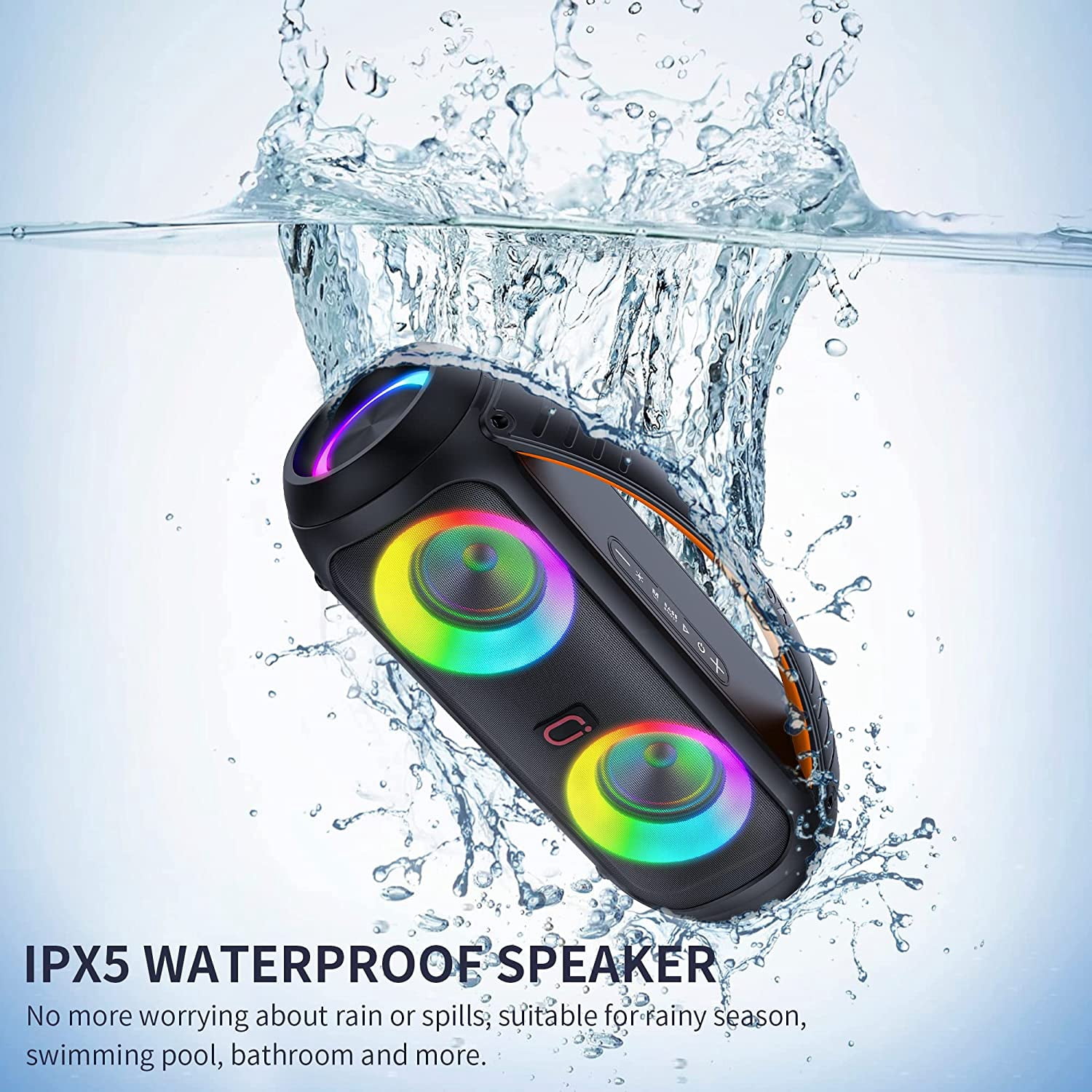 JAUYXIAN Karaoke Machine with 2 Microphones for Aldult, Waterproof Wireless Speaker with DJ Lights, Portable Bluetooth Speaker with 40W Power Dual Subwoofer for Pool Beach Party
