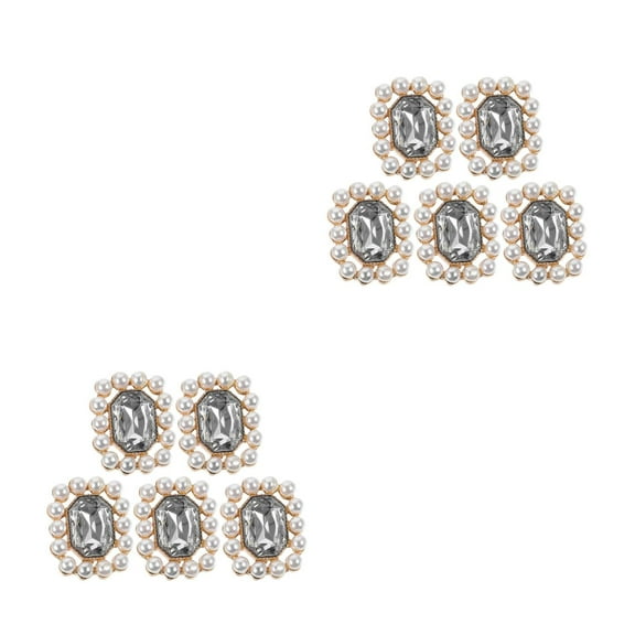 10 pcs  Pearl Rhinestone Embellishments Craft Rhinestone Buttons Garment Button for Jewelry Making Wedding Party Home Decoration and DIY