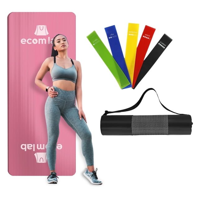 Tapete de Yoga Ecomlab Fitness Gym Ejercicio Portátil Confort 187x62x1cm Rosa