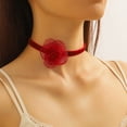 thumbnail image 1 of Collar de mujer de encaje negro vintage collar ligero y nicho vino rojo terciopelo camelia collar, 1 of 6