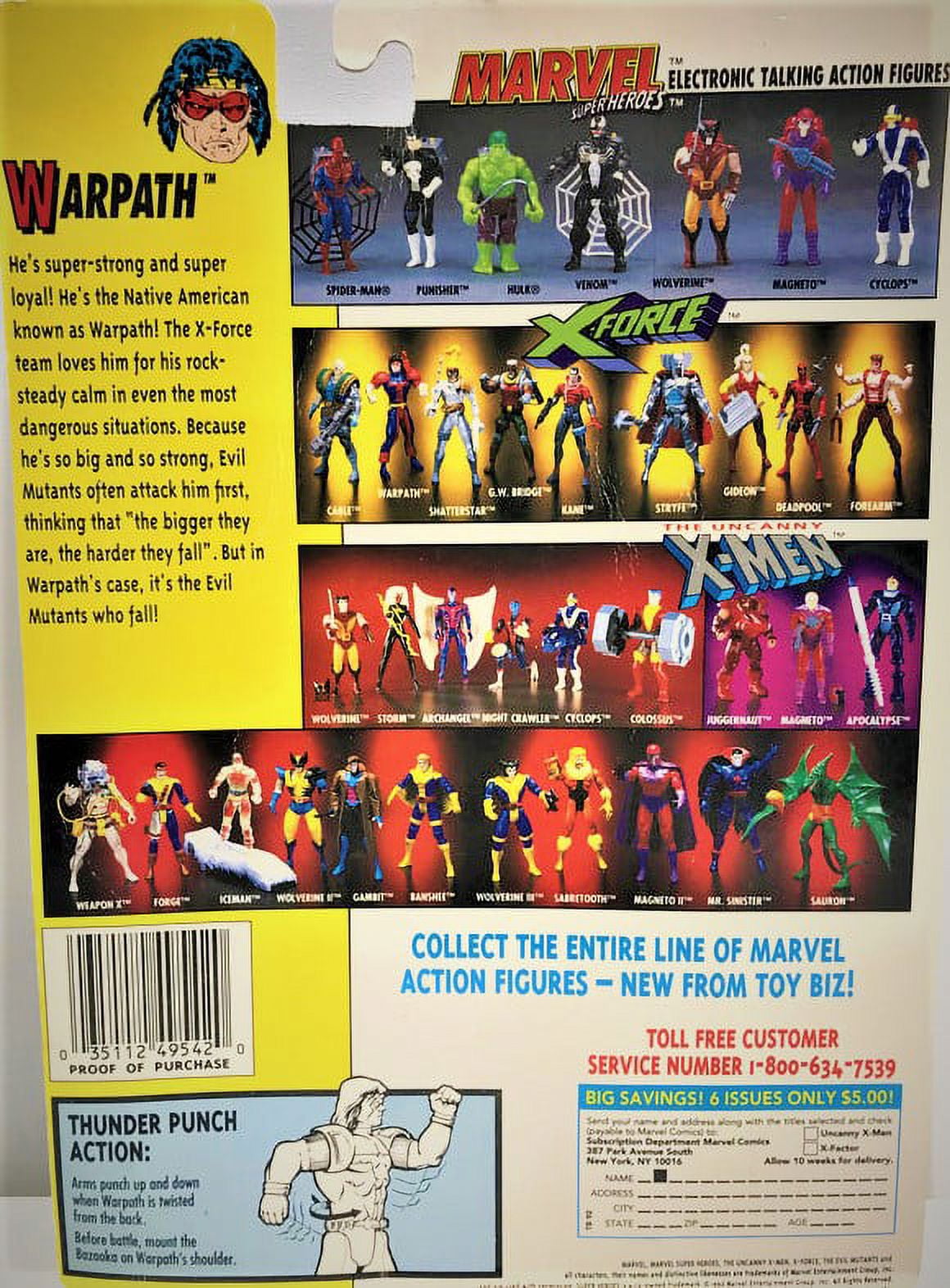 Marvel 1992 Toy Biz X-Men X-Force Warpath Thunder Punch Marvel 1992 Toy Biz X-Men X-Force Warpath Thunder Punch