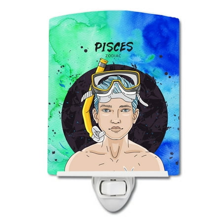 

Caroline s Treasures BB7316CNL Pisces Zodiac Sign Ceramic Night Light 6x4x3 multicolor
