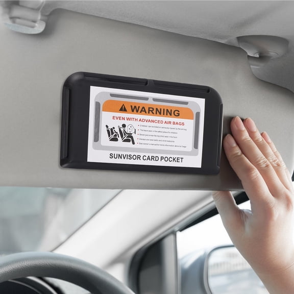 Pretyzoom Car Visor Card Holder Black Universal Slot Design with Adhesive Installation