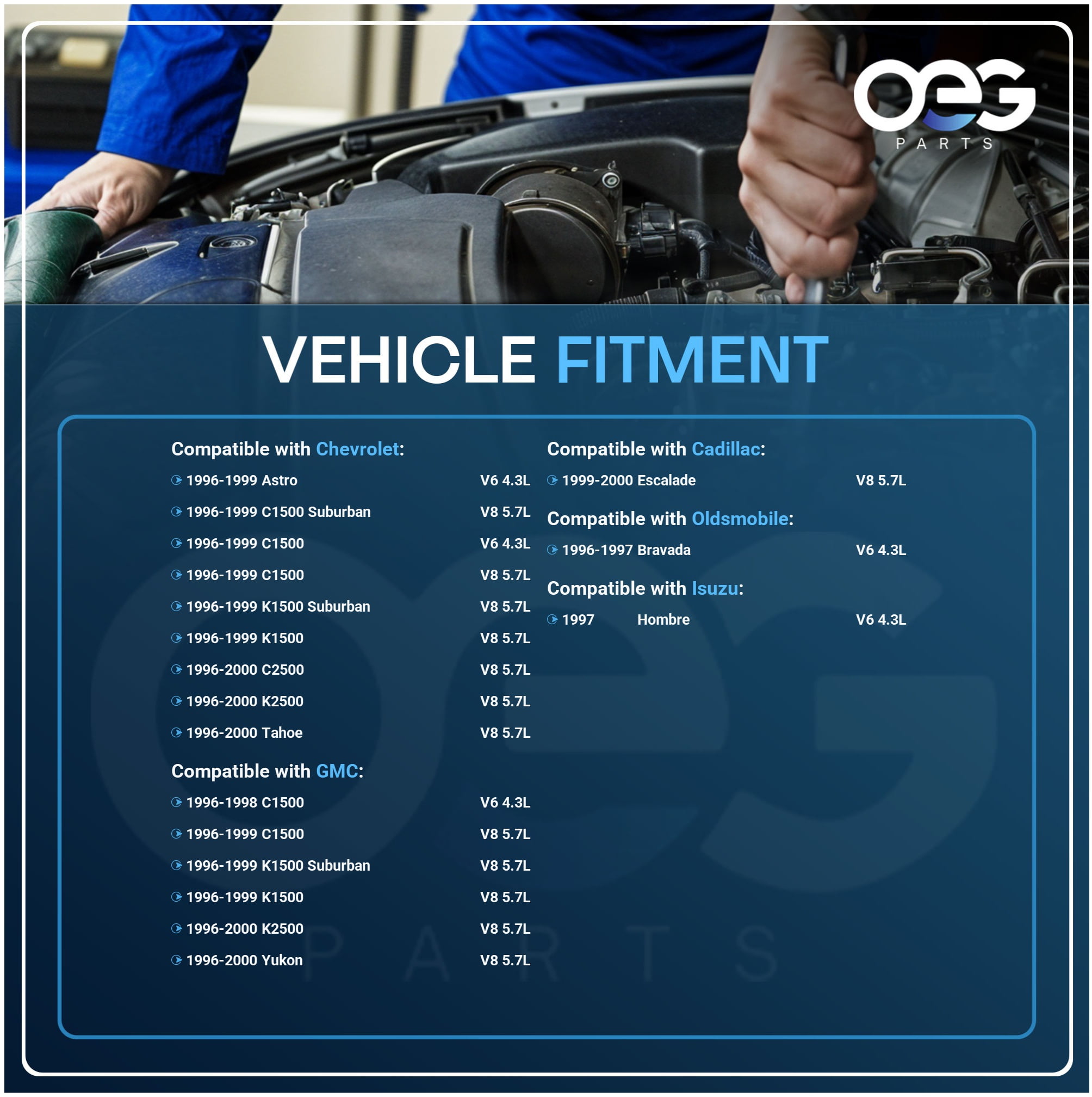 OEG Parts New Alternator Replacement For Cadillac Escalade Chevy Blazer C10 C20 C30 Pickup GMC Isuzu 4.3L 5.0L 5.7L 7.4L 1996-2002 10464457 10480168 15757624 19152043 19244779 8104636510 10463651