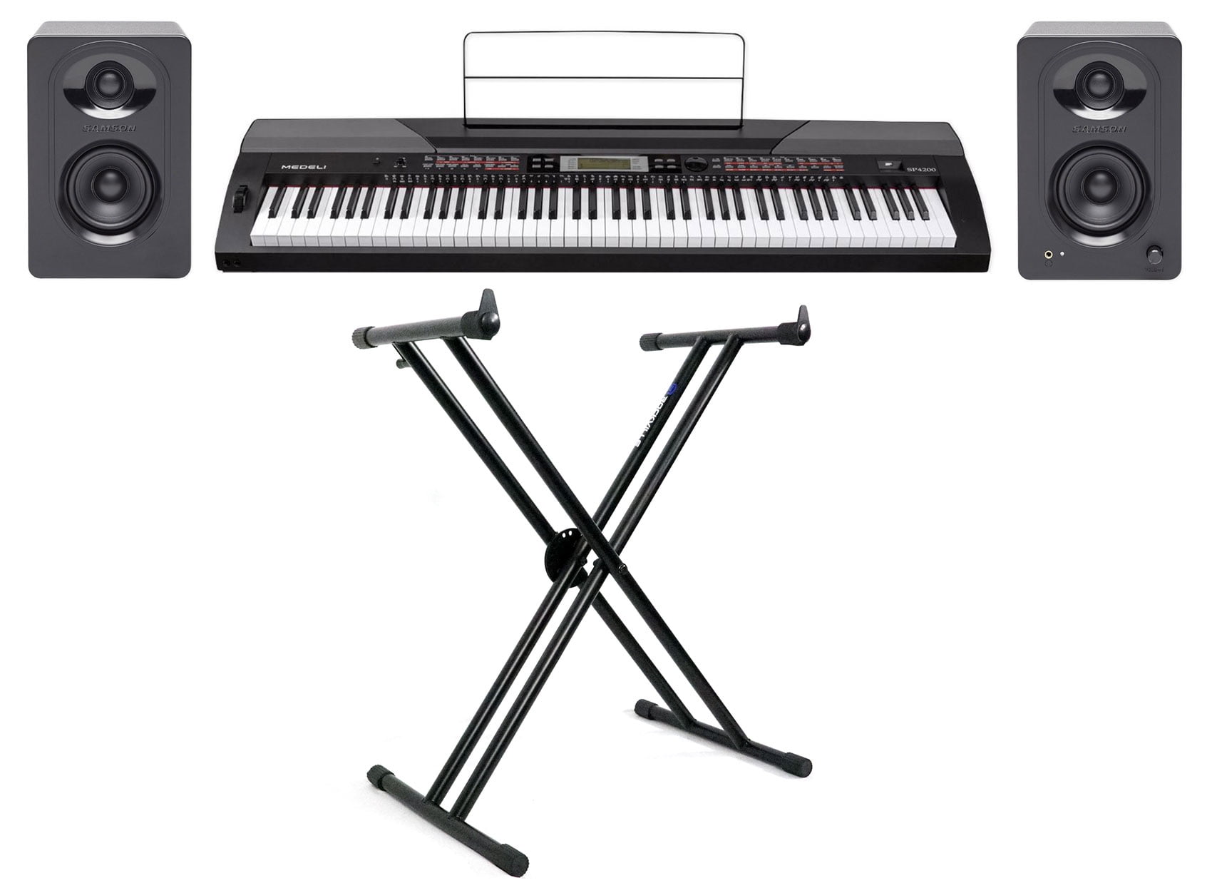 MEDELI SP4200 88Key Digital Stage Piano+XStand+(2) Samson Monitor