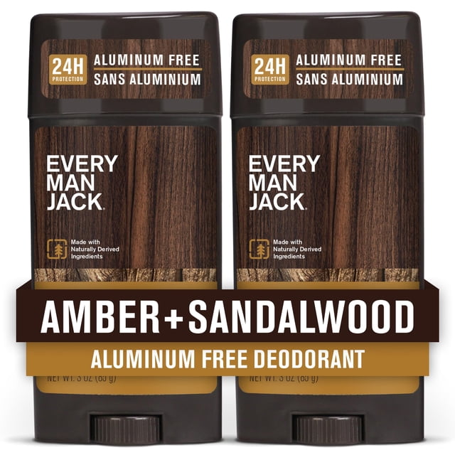 Desodorante Every Man Jack Amber + Sandalwood 90 ml (paquete de 2)