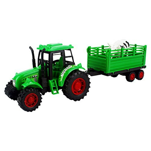 Green Farm Tractor Trailer Friction Children's Kid's Toy Truck Playset w/ Animal Figure (Colors May Vary) Green Farm Tractor Trailer Friction Children's Kid's Toy Truck Playset w/ Animal Figure (Colors May Vary)